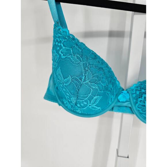 Vintage Y2K Rampage Intimates Womens Sz 36B Aqua Blue Lace Bra NEW - Picture 2 of 5